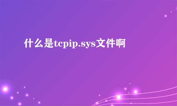 什么是tcpip.sys文件啊