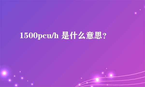 1500pcu/h 是什么意思？