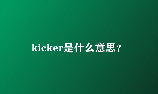 kicker是什么意思？