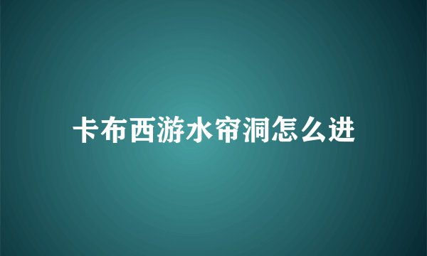 卡布西游水帘洞怎么进