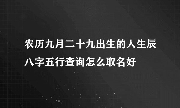 农历九月二十九出生的人生辰八字五行查询怎么取名好