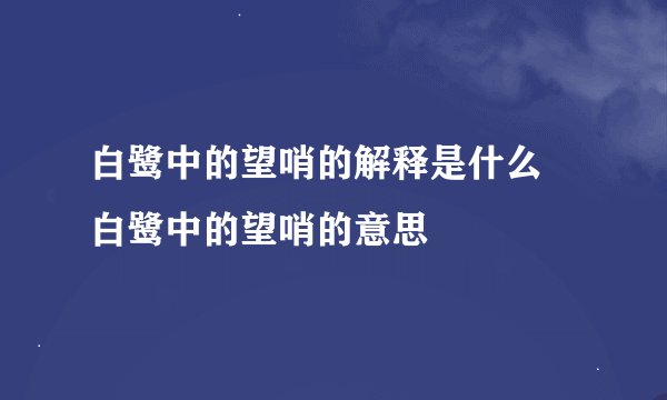 白鹭中的望哨的解释是什么 白鹭中的望哨的意思