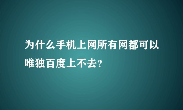 为什么手机上网所有网都可以唯独百度上不去？