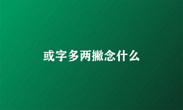 或字多两撇念什么