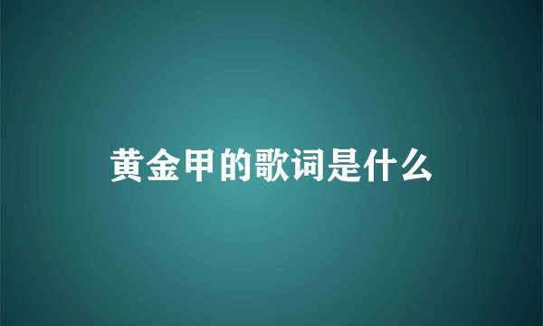 黄金甲的歌词是什么