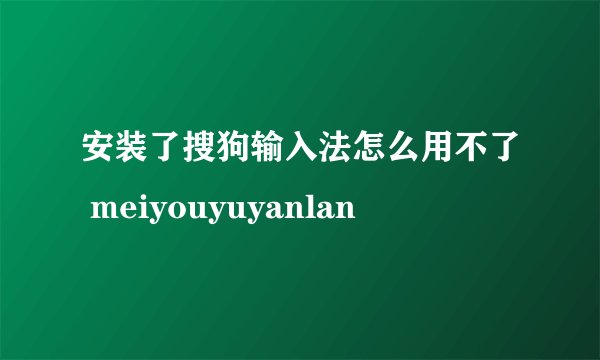 安装了搜狗输入法怎么用不了 meiyouyuyanlan
