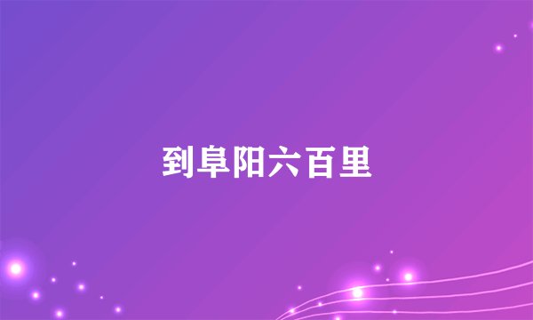 到阜阳六百里