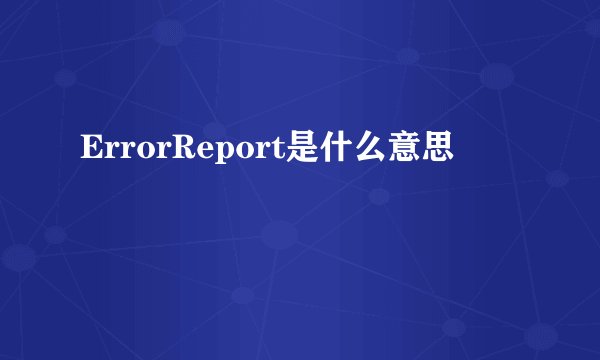 ErrorReport是什么意思