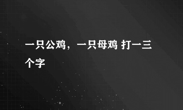 一只公鸡，一只母鸡 打一三个字