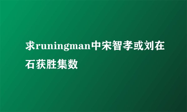 求runingman中宋智孝或刘在石获胜集数