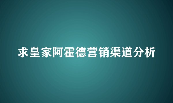 求皇家阿霍德营销渠道分析