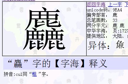 三个鹿子叠在一起是什么字