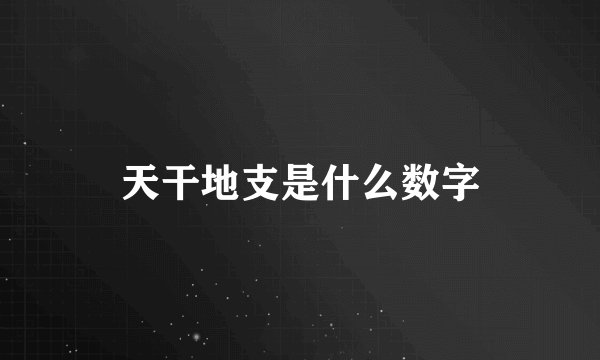 天干地支是什么数字
