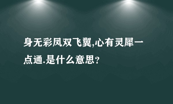 身无彩凤双飞翼,心有灵犀一点通.是什么意思？