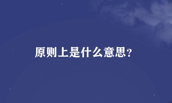 原则上是什么意思？