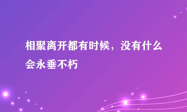 相聚离开都有时候，没有什么会永垂不朽
