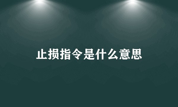 止损指令是什么意思