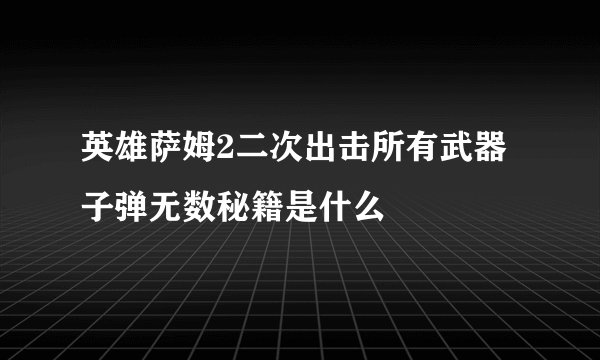 英雄萨姆2二次出击所有武器子弹无数秘籍是什么
