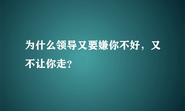 为什么领导又要嫌你不好，又不让你走？