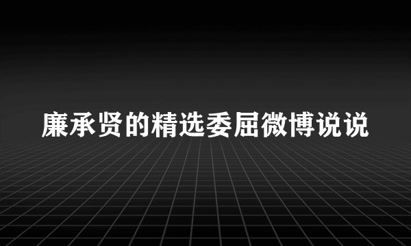 廉承贤的精选委屈微博说说