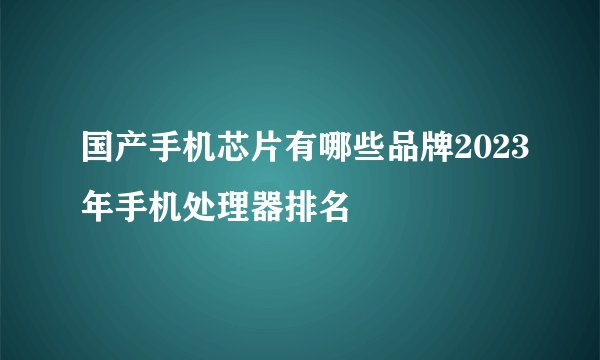 国产手机芯片有哪些品牌2023年手机处理器排名