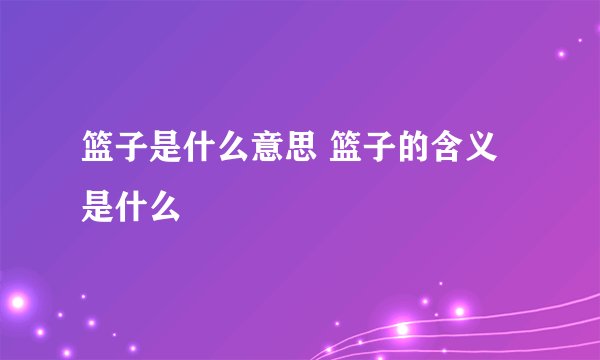 篮子是什么意思 篮子的含义是什么