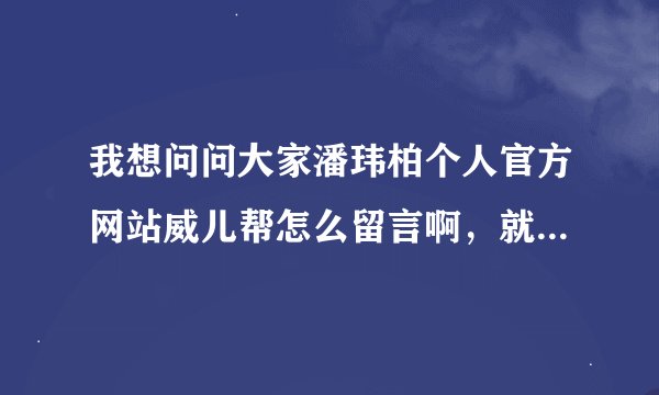 我想问问大家潘玮柏个人官方网站威儿帮怎么留言啊，就是能留在首页上而不是主题里的，这样老大就看不到了