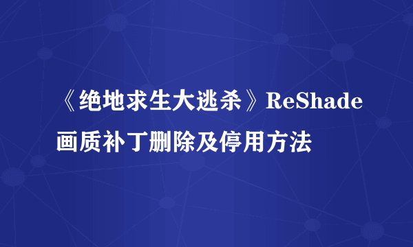 《绝地求生大逃杀》ReShade画质补丁删除及停用方法