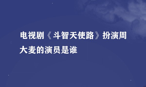 电视剧《斗智天使路》扮演周大麦的演员是谁