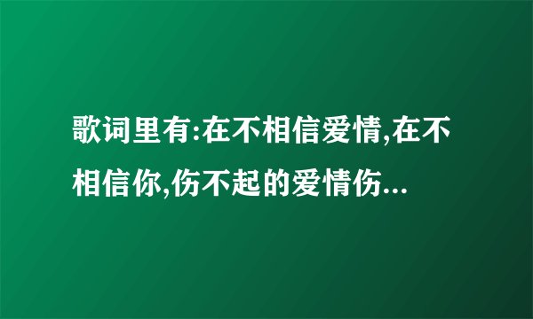 歌词里有:在不相信爱情,在不相信你,伤不起的爱情伤不起的你歌名不记的拉