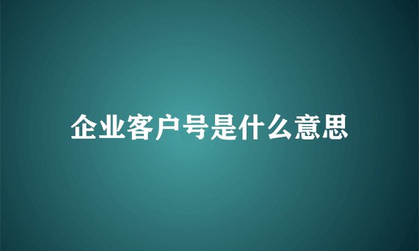 企业客户号是什么意思