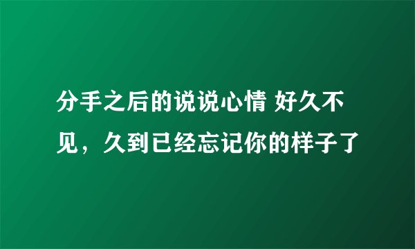 分手之后的说说心情 好久不见，久到已经忘记你的样子了
