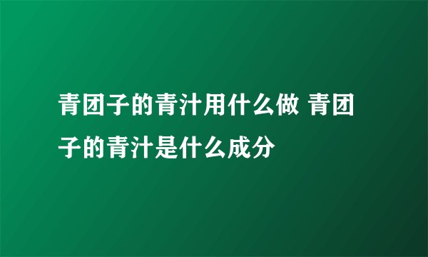 青团子的青汁用什么做 青团子的青汁是什么成分