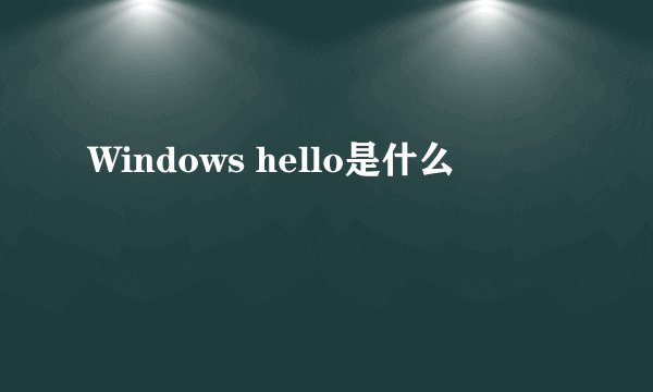 Windows hello是什么