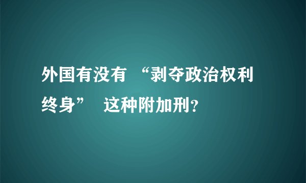 外国有没有 “剥夺政治权利终身”  这种附加刑？