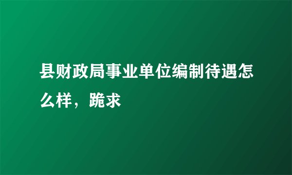 县财政局事业单位编制待遇怎么样，跪求