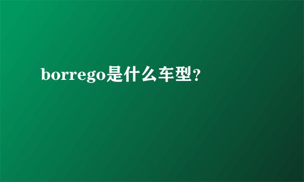 borrego是什么车型？