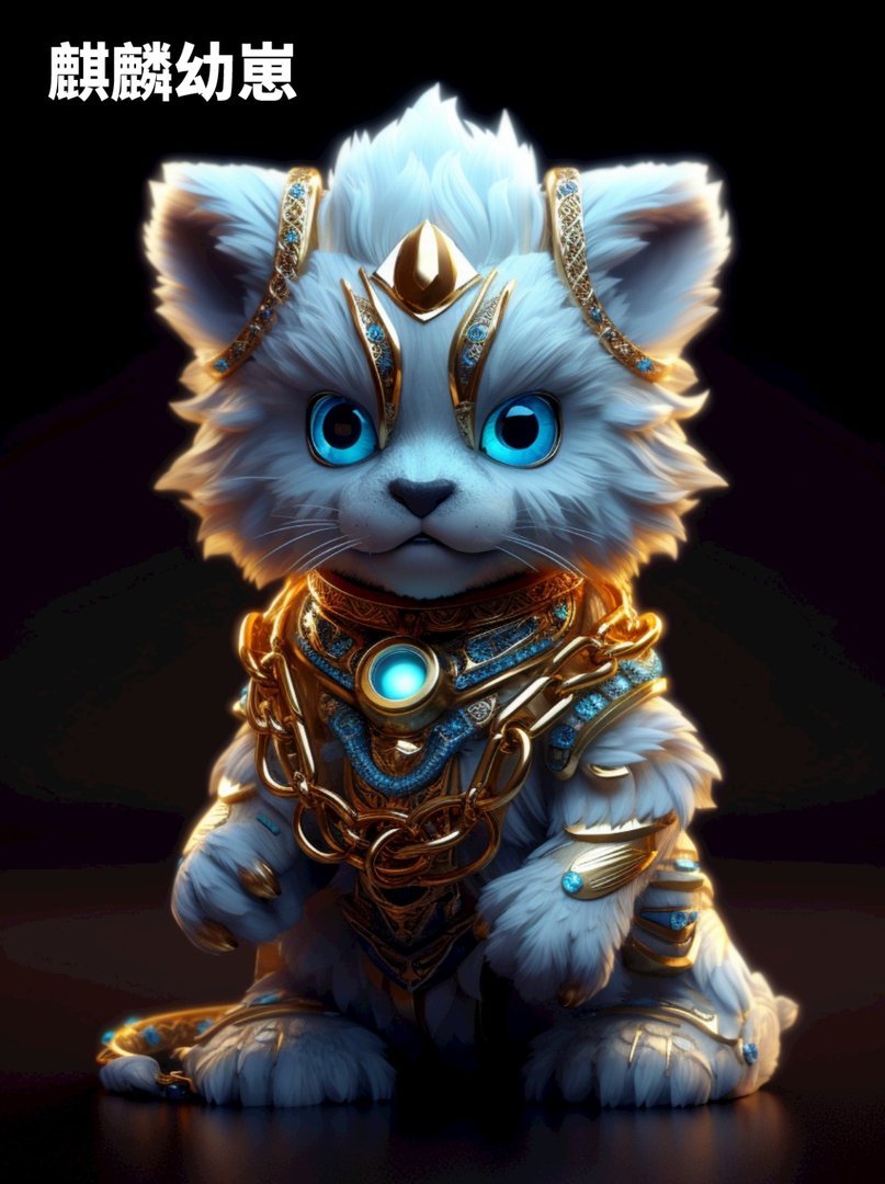 浅蓝色的麒麟幼崽让人无法抗拒它的可爱