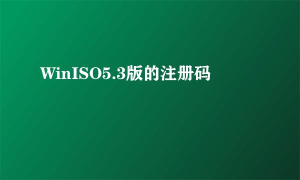 WinISO5.3版的注册码