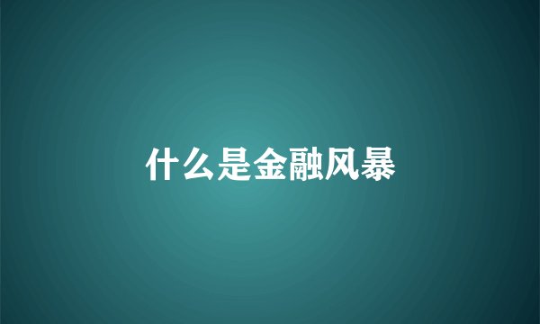 什么是金融风暴