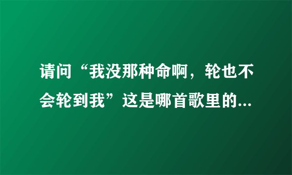 请问“我没那种命啊，轮也不会轮到我”这是哪首歌里的歌词啊？