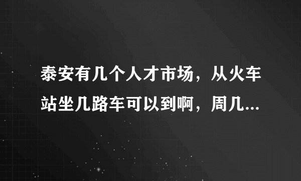 泰安有几个人才市场，从火车站坐几路车可以到啊，周几有招聘会啊