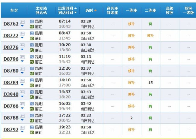 昆明到丽江高铁