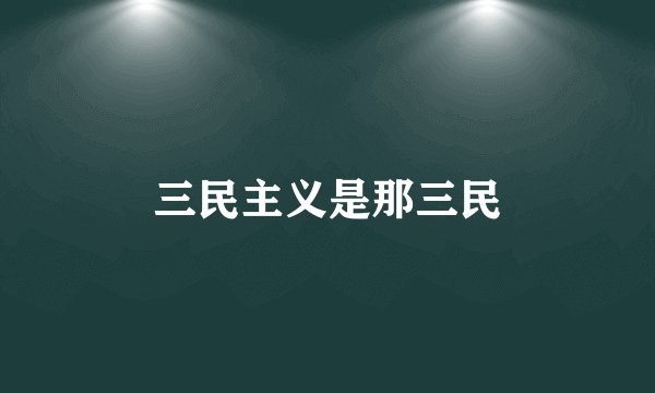 三民主义是那三民