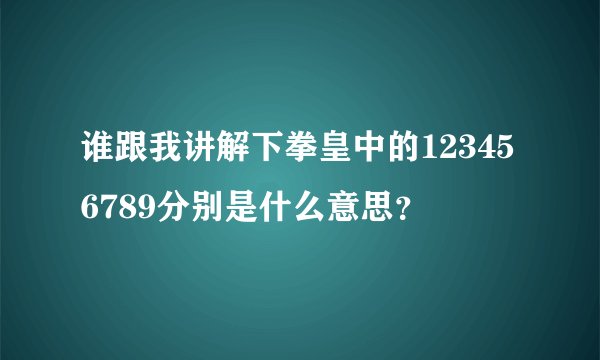 谁跟我讲解下拳皇中的123456789分别是什么意思？