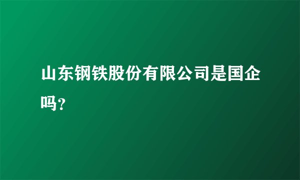 山东钢铁股份有限公司是国企吗？