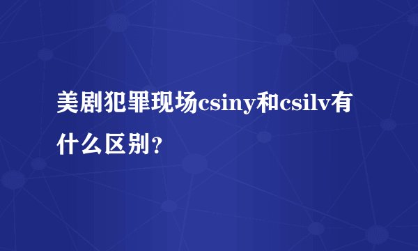 美剧犯罪现场csiny和csilv有什么区别？