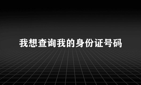 我想查询我的身份证号码