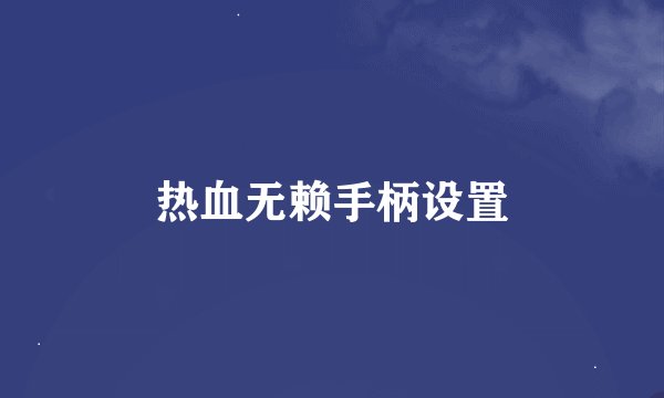热血无赖手柄设置