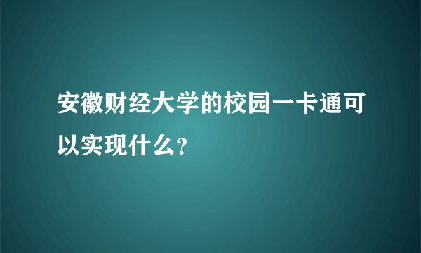 安徽财经大学的校园一卡通可以实现什么？